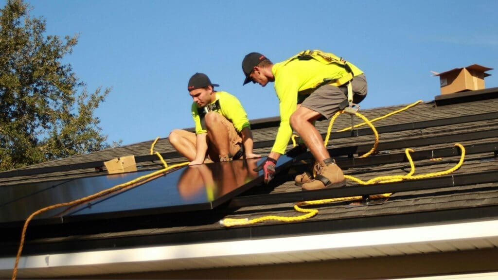 Roofing Company Installing Solar Panels